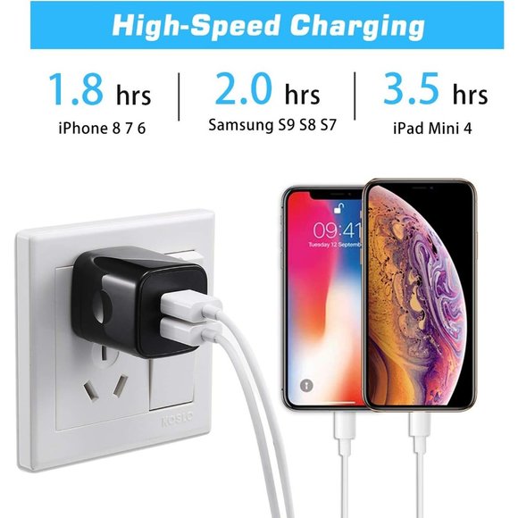 4-Pack 2.1A Dual Port USB Power Adapter Block Cube for Phone 8/7/6 Plus/X - Picture 3 of 7